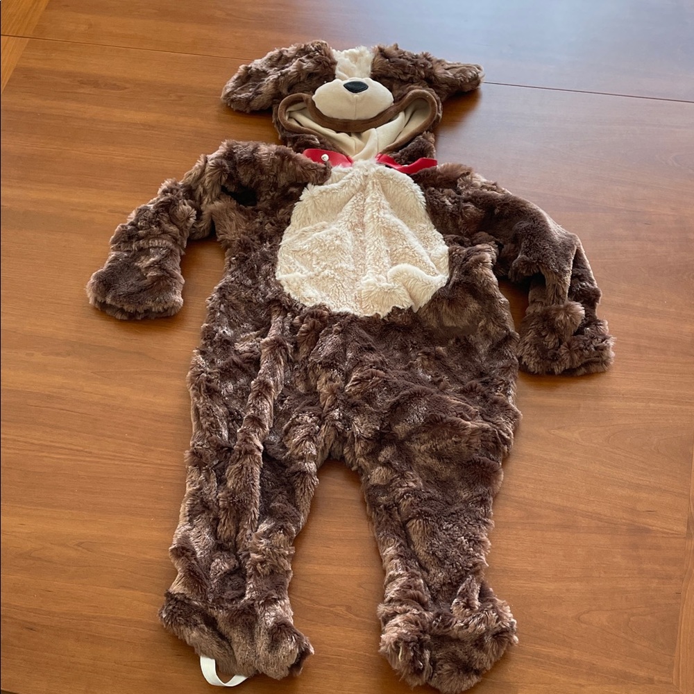 Le Top Brown and Cream Super Plush Furry Dog Child Costume 12 month